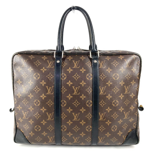 LOUIS VUITTON M40225 モノグラムマカサー ポルトドキュマン・ヴォワヤージュ PDV カバン トートバッグ ビジネスバッグ モノグラムマカサーキャンバス メンズ ブラウン