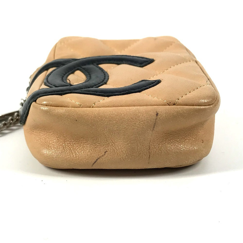 CHANEL A26732 カンボンライン CC ココマーク ロゴ タバコケース ポーチ シガレットケース レザー ユニセックス ベージュ