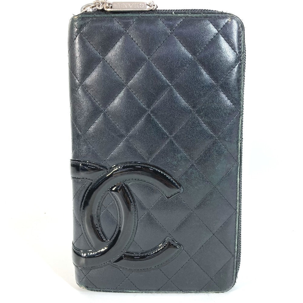 CHANEL A26710 カンボンライン トラベルケース CC ココマーク ラウンドファスナー 長財布 レザー レディース ブラック
