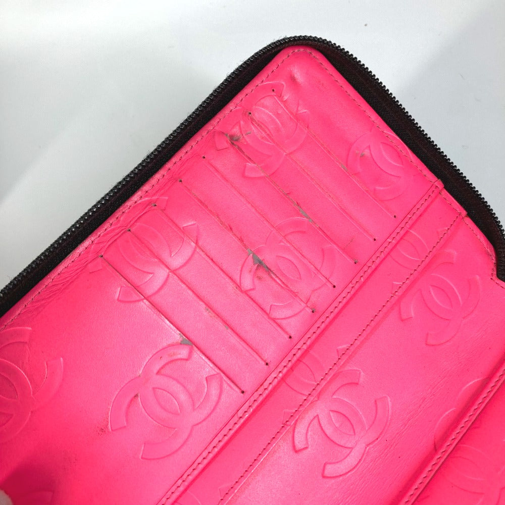 CHANEL A26710 カンボンライン トラベルケース CC ココマーク ラウンドファスナー 長財布 レザー レディース ブラック