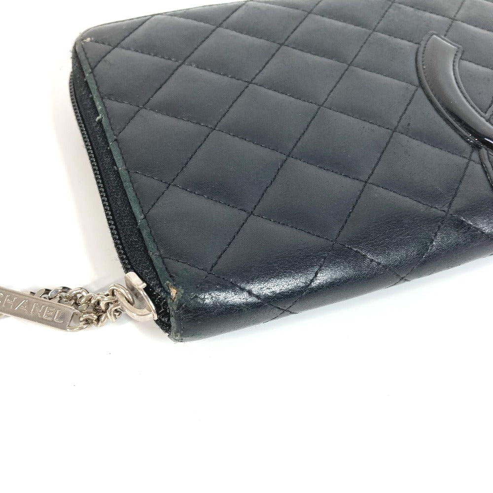 CHANEL A26710 カンボンライン トラベルケース CC ココマーク ラウンドファスナー 長財布 レザー レディース ブラック