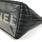 CHANEL CC ココマーク ロゴ ストライプ Wチェーン 肩掛け トートバッグ カバン バッグ ショルダーバッグ レザー レディース ブラック