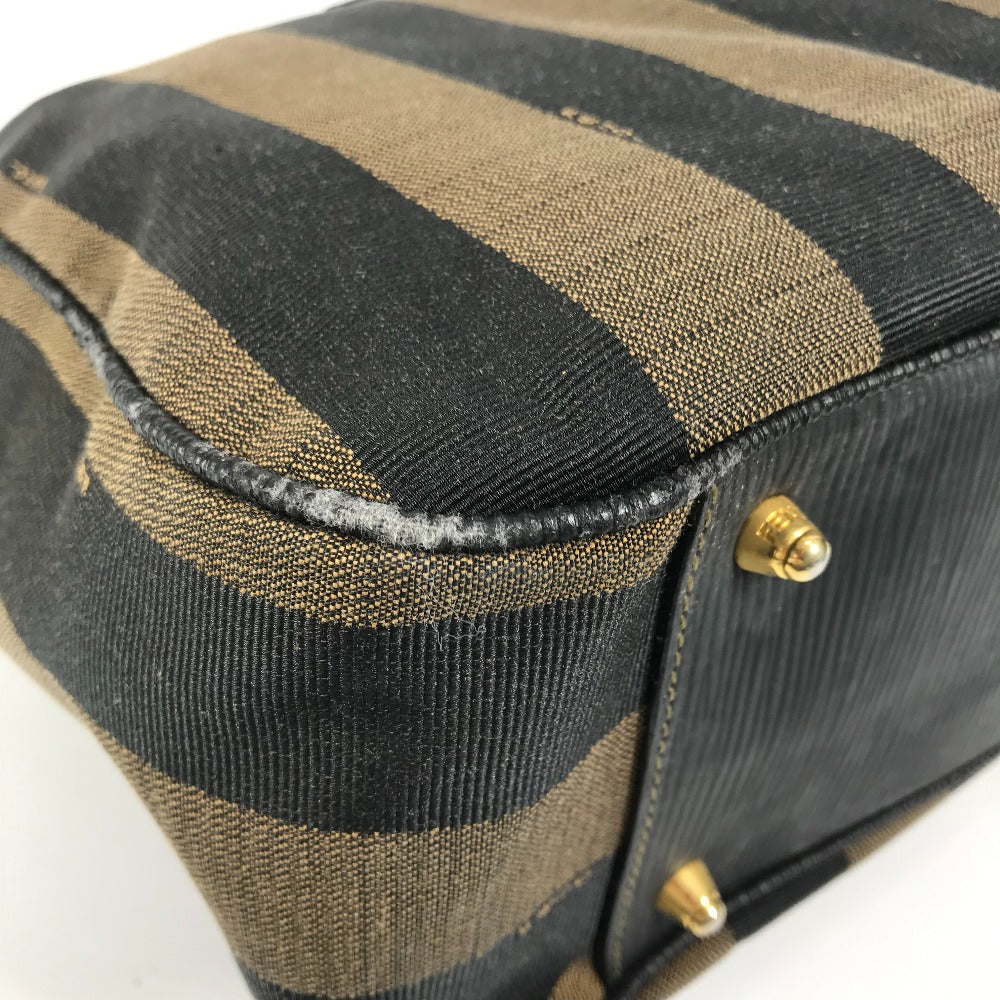 FENDI ヴィンテージ ペカン カバン ミニボストンバッグ ショルダーバッグ 肩掛け ハンドバッグ レザー/キャンバス レディース ブラック