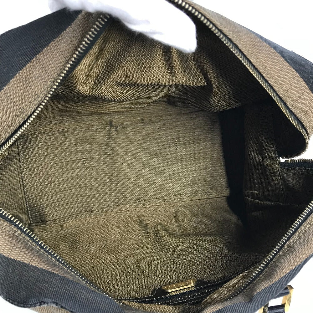 FENDI ヴィンテージ ペカン カバン ミニボストンバッグ ショルダーバッグ 肩掛け ハンドバッグ レザー/キャンバス レディース ブラック