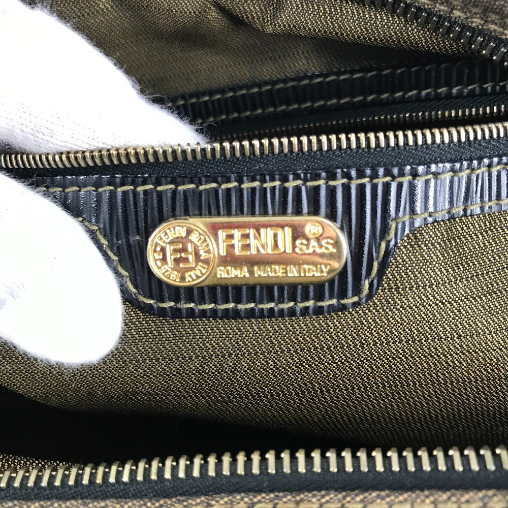 FENDI ヴィンテージ ペカン カバン ミニボストンバッグ ショルダーバッグ 肩掛け ハンドバッグ レザー/キャンバス レディース ブラック