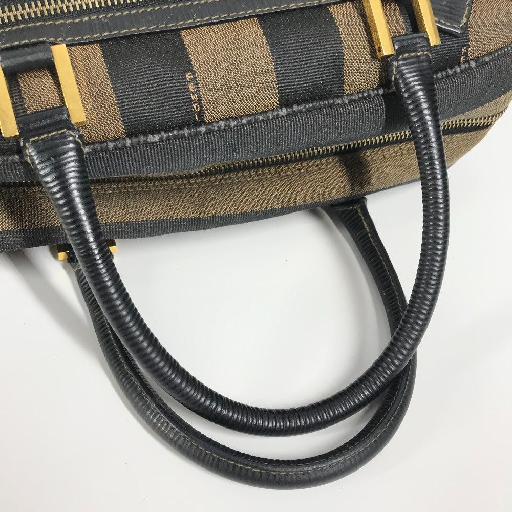 FENDI ヴィンテージ ペカン カバン ミニボストンバッグ ショルダーバッグ 肩掛け ハンドバッグ レザー/キャンバス レディース ブラック