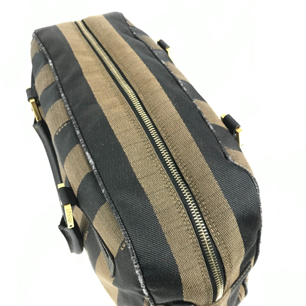 FENDI ヴィンテージ ペカン カバン ミニボストンバッグ ショルダーバッグ 肩掛け ハンドバッグ レザー/キャンバス レディース ブラック