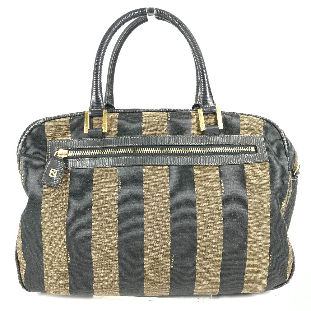 FENDI ヴィンテージ ペカン カバン ミニボストンバッグ ショルダーバッグ 肩掛け ハンドバッグ レザー/キャンバス レディース ブラック