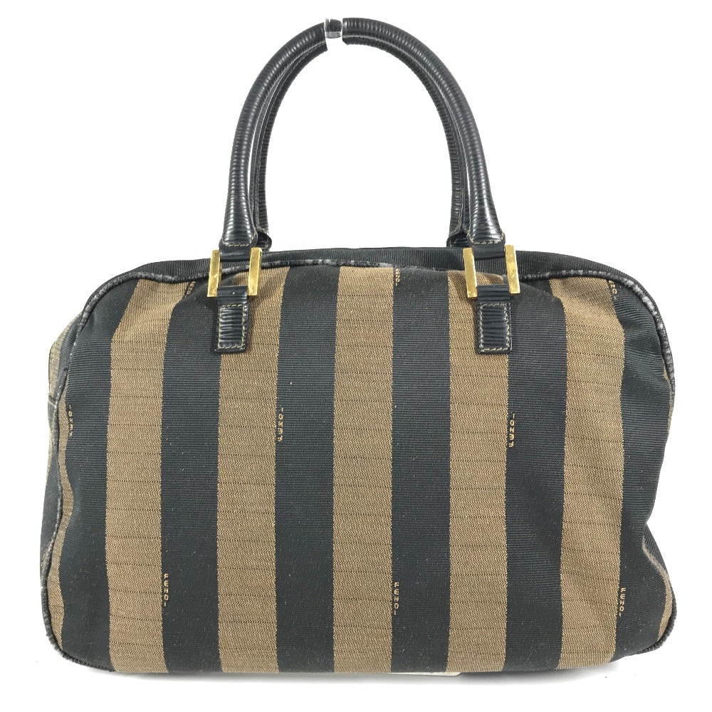 FENDI ヴィンテージ ペカン カバン ミニボストンバッグ ショルダーバッグ 肩掛け ハンドバッグ レザー/キャンバス レディース ブラック