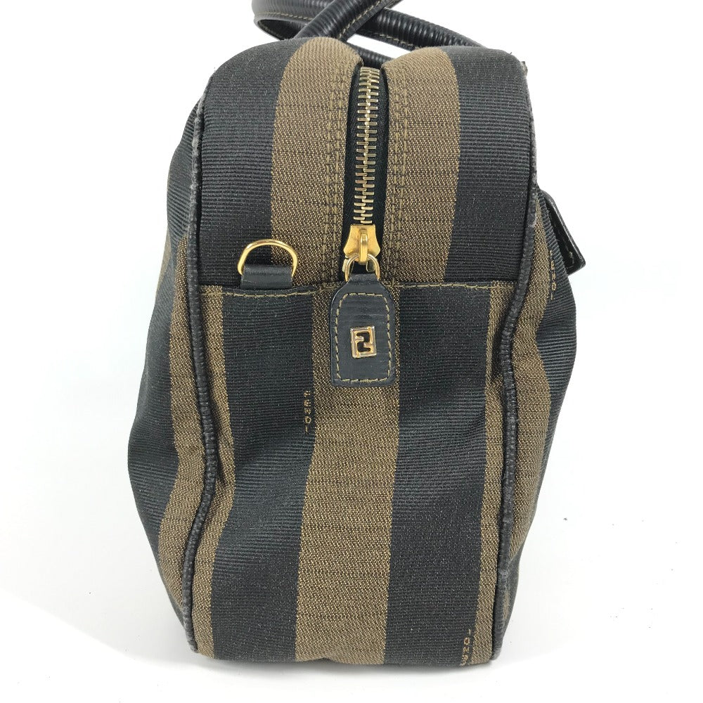 FENDI ヴィンテージ ペカン カバン ミニボストンバッグ ショルダーバッグ 肩掛け ハンドバッグ レザー/キャンバス レディース ブラック