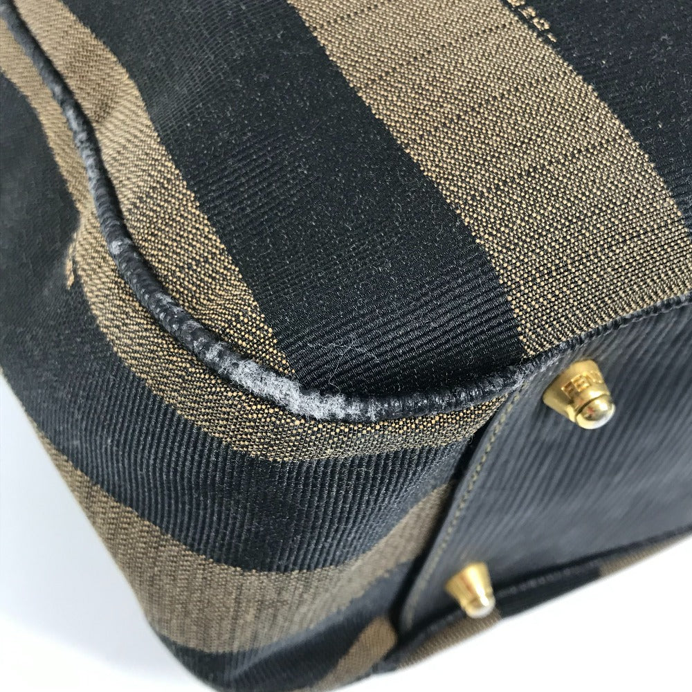 FENDI ヴィンテージ ペカン カバン ミニボストンバッグ ショルダーバッグ 肩掛け ハンドバッグ レザー/キャンバス レディース ブラック