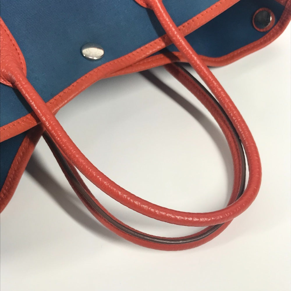 HERMES ガーデンパー ティTPM カバン ハンドバッグ バイカラー トートバッグ レザー/キャンバス レディース ブルー