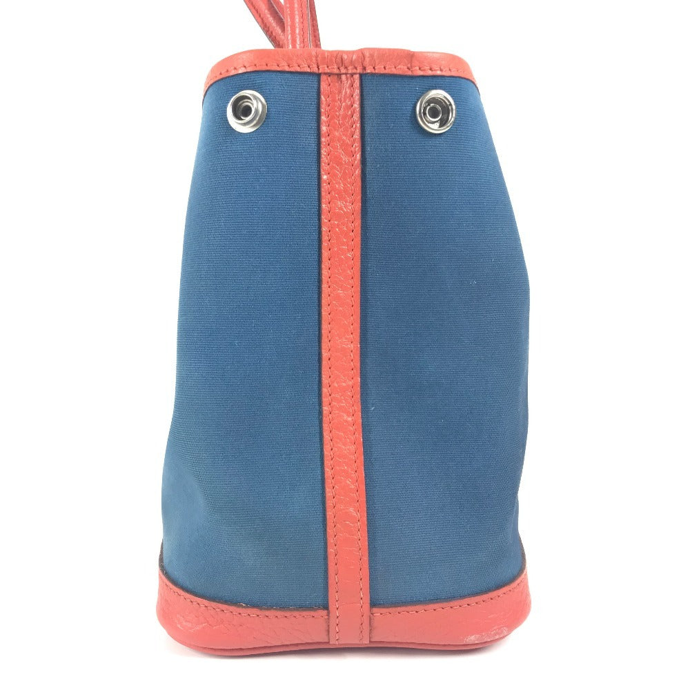 HERMES ガーデンパー ティTPM カバン ハンドバッグ バイカラー トートバッグ レザー/キャンバス レディース ブルー