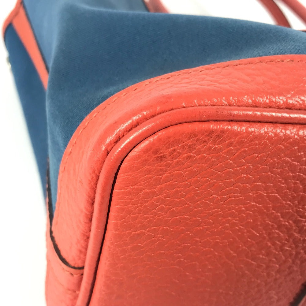 HERMES ガーデンパー ティTPM カバン ハンドバッグ バイカラー トートバッグ レザー/キャンバス レディース ブルー