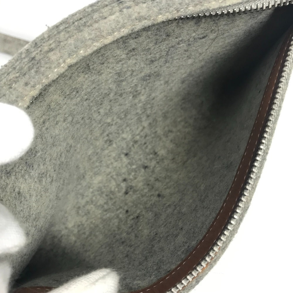 HERMES Karimi GM Shoulder Bag with Pouch, Felt Tote Bag, Women's, Gray