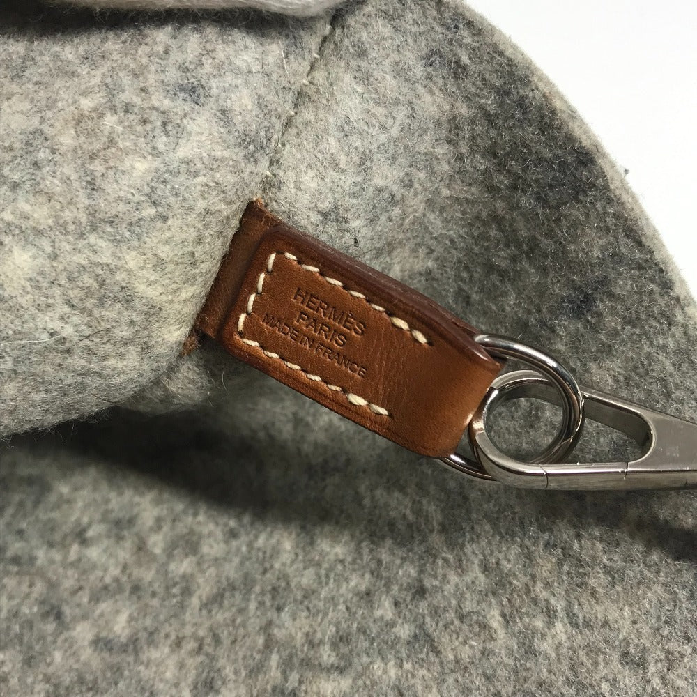 HERMES Karimi GM Shoulder Bag with Pouch, Felt Tote Bag, Women's, Gray