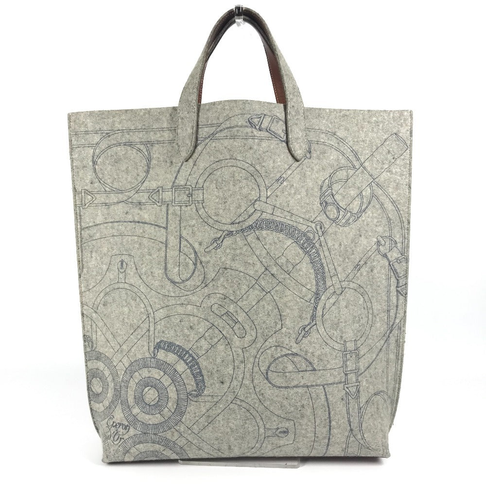 HERMES Karimi GM Shoulder Bag with Pouch, Felt Tote Bag, Women's, Gray