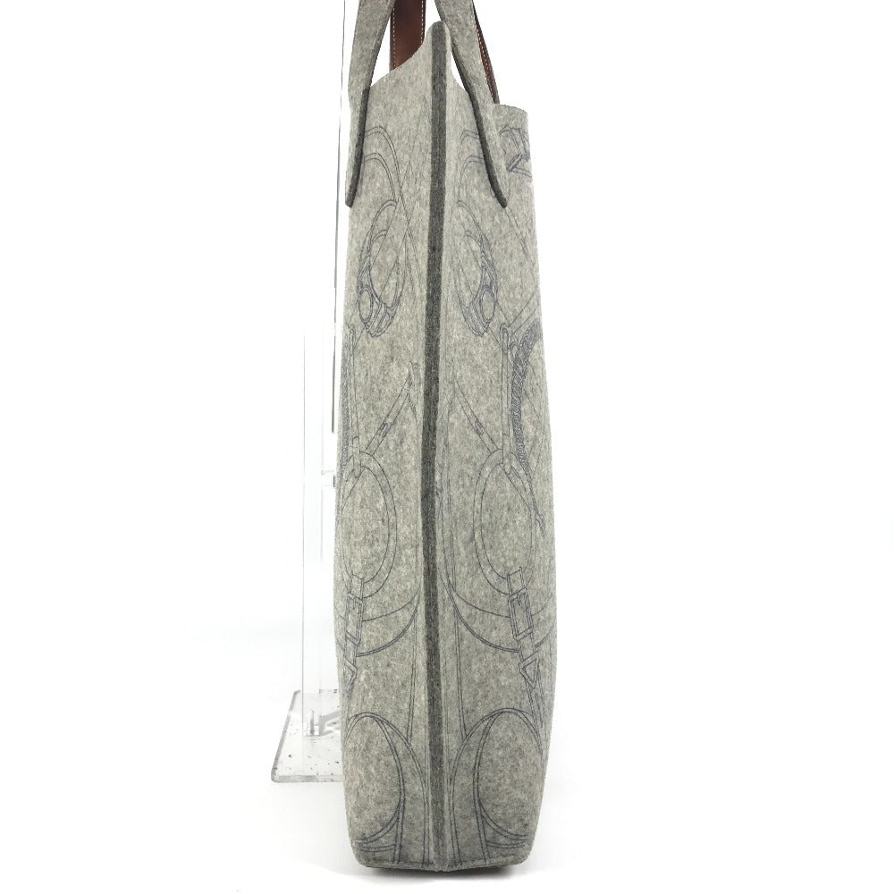 HERMES Karimi GM Shoulder Bag with Pouch, Felt Tote Bag, Women's, Gray