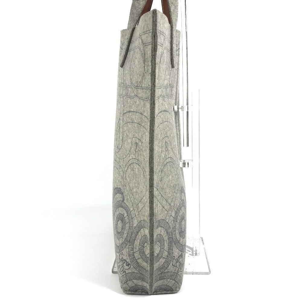 HERMES Karimi GM Shoulder Bag with Pouch, Felt Tote Bag, Women's, Gray