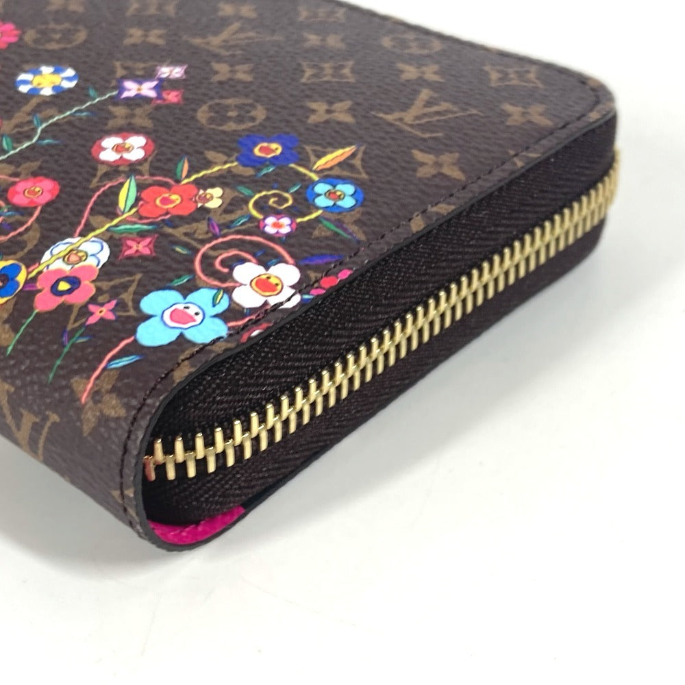 LOUIS VUITTON Ｍ14162 日本限定 LV × TM ジッピー・ウォレット モノグラム 村上隆 ラウンドファスナー 長財布 モノグラムキャンバス ユニセックス ブラウン