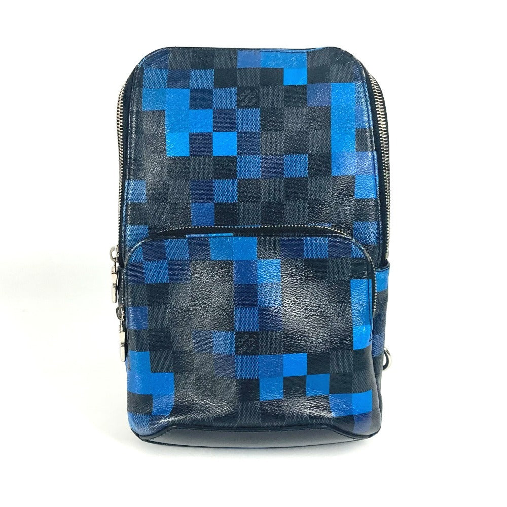 LOUIS VUITTON N40067 Damier Graphite Pixel Avenue Sling Bag, Crossbody Bag, Damier Graphite Canvas, Unisex, Blue