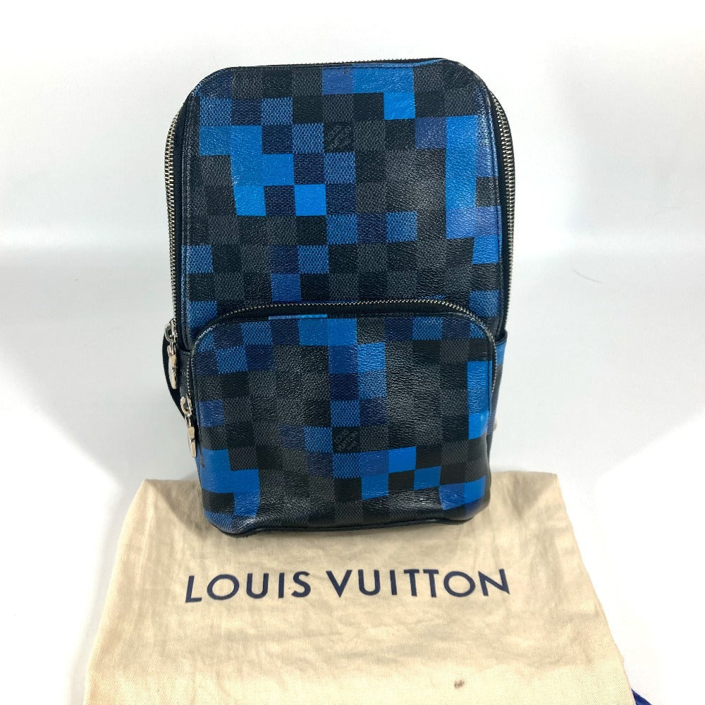 LOUIS VUITTON N40067 Damier Graphite Pixel Avenue Sling Bag, Crossbody Bag, Damier Graphite Canvas, Unisex, Blue