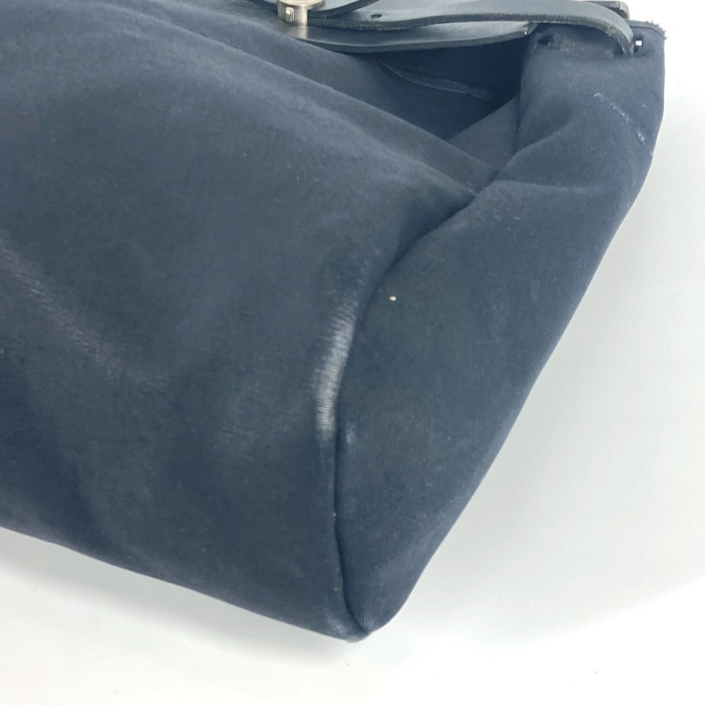 HERMES Airbag Ad PM Handbag/Tote Bag in Leather/Canvas, Unisex, Black