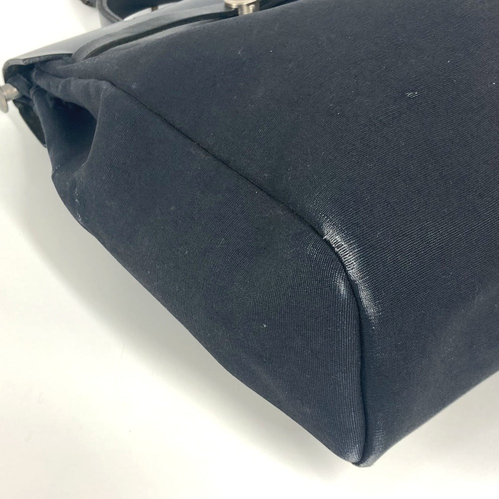 HERMES Airbag Ad PM Handbag/Tote Bag in Leather/Canvas, Unisex, Black