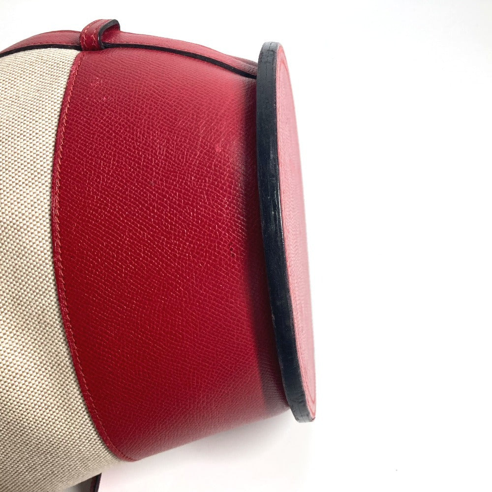 HERMES Vintage Standy Bag, Crossbody Drawstring Shoulder Bag, Leather/Canvas, Women's, Red