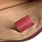 GUCCI 476077 BEE Border Pearl and Rhinestone Bag Pouch Clutch Bag Leather Unisex Red