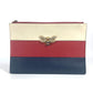 GUCCI 476077 BEE Border Pearl and Rhinestone Bag Pouch Clutch Bag Leather Unisex Red