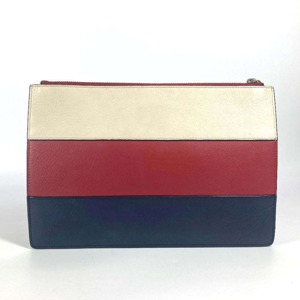 GUCCI 476077 BEE Border Pearl and Rhinestone Bag Pouch Clutch Bag Leather Unisex Red