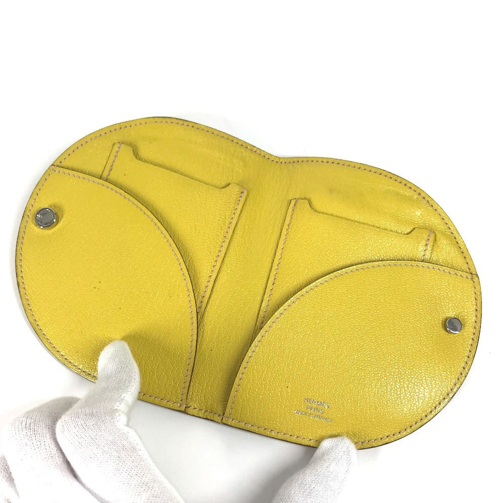 HERMES In the Loop Compact Wallet, Bifold Wallet, Coin Case, Leather, Unisex, Yellow
