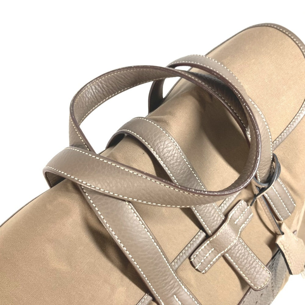 HERMES パンチング H ロゴ フードゥ トートバッグ カバン ボストンバッグ ハンドバッグ レザー/キャンバス ユニセックス グレー