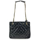 CHANEL ヴィンテージ キルティング マトラッセ Wチェーンバッグ カバン トートバッグ ショルダーバッグ エナメル レディース ブラック