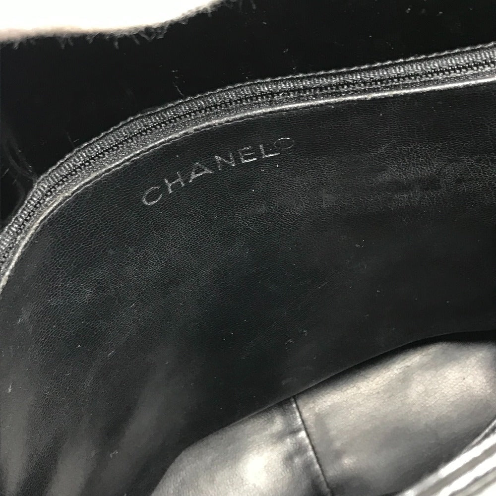 CHANEL ヴィンテージ キルティング マトラッセ Wチェーンバッグ カバン トートバッグ ショルダーバッグ エナメル レディース ブラック