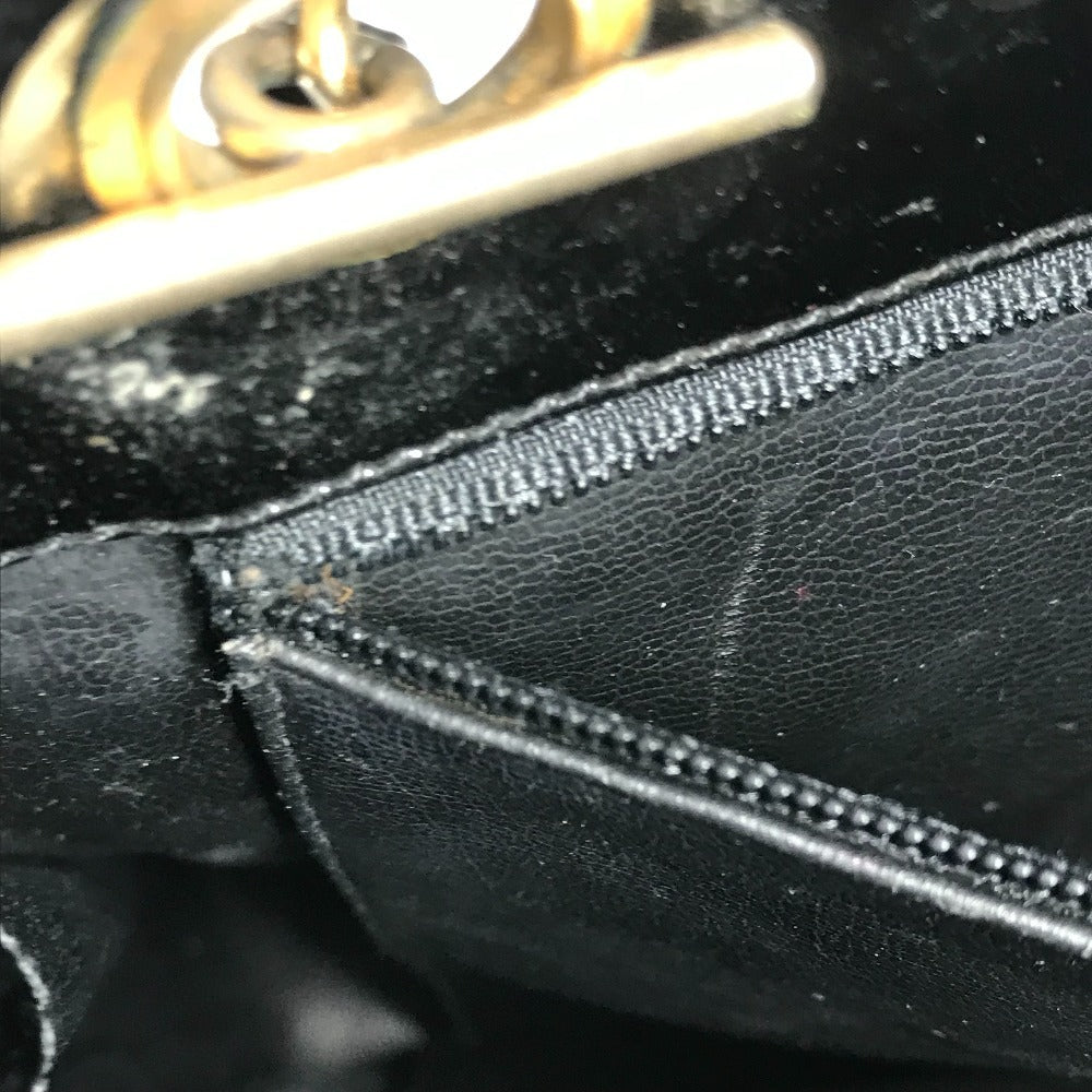 CHANEL ヴィンテージ キルティング マトラッセ Wチェーンバッグ カバン トートバッグ ショルダーバッグ エナメル レディース ブラック