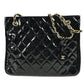 CHANEL ヴィンテージ キルティング マトラッセ Wチェーンバッグ カバン トートバッグ ショルダーバッグ エナメル レディース ブラック