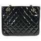 CHANEL ヴィンテージ キルティング マトラッセ Wチェーンバッグ カバン トートバッグ ショルダーバッグ エナメル レディース ブラック