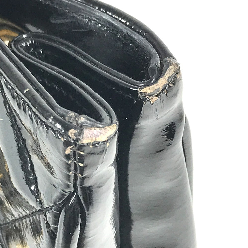 CHANEL ヴィンテージ キルティング マトラッセ Wチェーンバッグ カバン トートバッグ ショルダーバッグ エナメル レディース ブラック