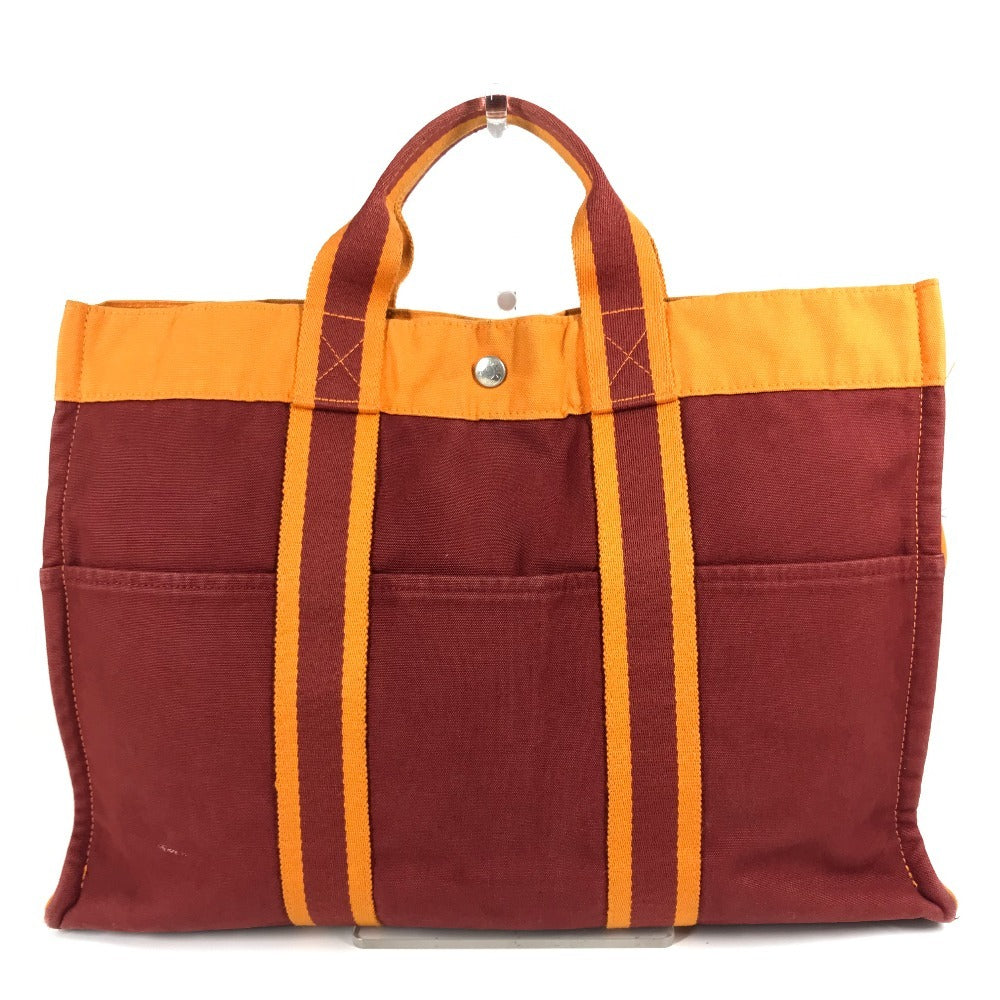 HERMES フレンチフェスティバル ハワイ 2002 バイカラー フールトゥMM フールトゥ MM カバン トートバッグ ハンドバッグ コットン レディース オレンジ