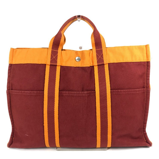 HERMES フレンチフェスティバル ハワイ 2002 バイカラー フールトゥMM フールトゥ MM カバン トートバッグ ハンドバッグ コットン レディース オレンジ