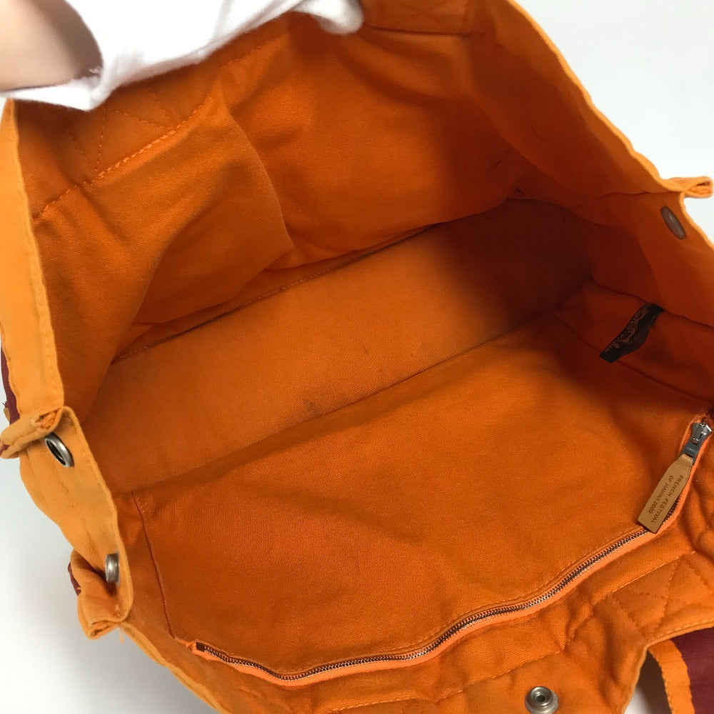 HERMES フレンチフェスティバル ハワイ 2002 バイカラー フールトゥMM フールトゥ MM カバン トートバッグ ハンドバッグ コットン レディース オレンジ