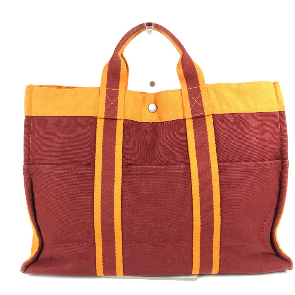 HERMES フレンチフェスティバル ハワイ 2002 バイカラー フールトゥMM フールトゥ MM カバン トートバッグ ハンドバッグ コットン レディース オレンジ