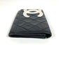 CHANEL Cambon CC Coco Mark Logo Compact Wallet, Leather, Women's, Black