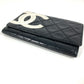 CHANEL Cambon CC Coco Mark Logo Compact Wallet, Leather, Women's, Black