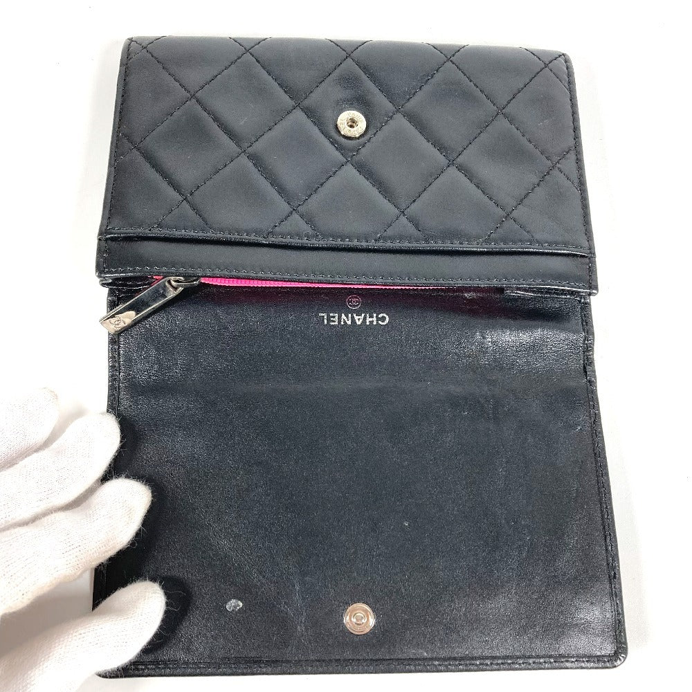 CHANEL Cambon CC Coco Mark Logo Compact Wallet, Leather, Women's, Black
