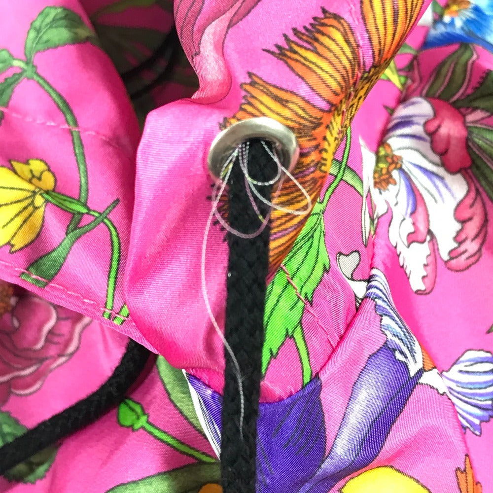 GUCCI 555181 Flora Floral Print Hoodie, Nylon Poncho, Pink, Women's