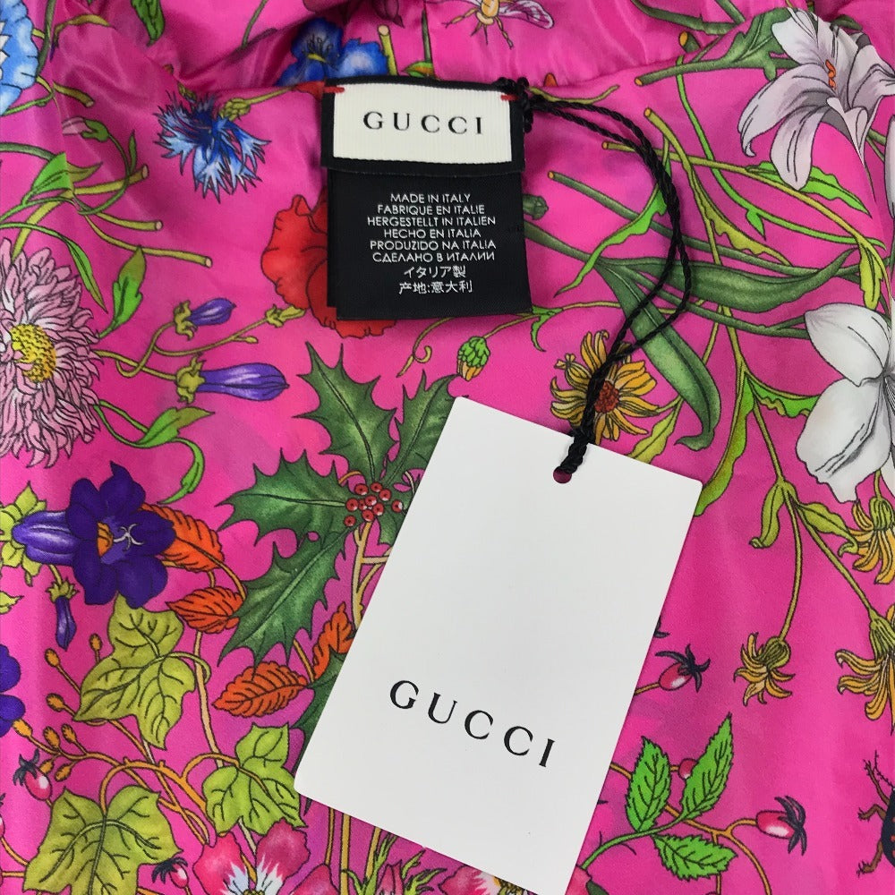 GUCCI 555181 Flora Floral Print Hoodie, Nylon Poncho, Pink, Women's