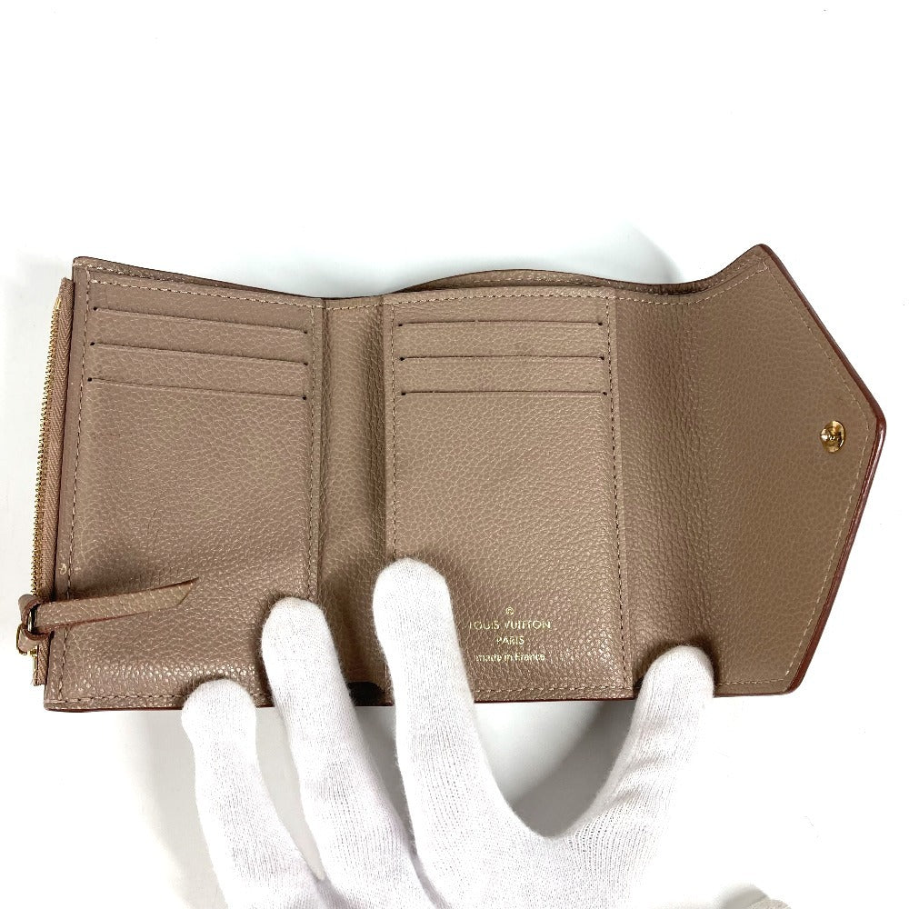 LOUIS VUITTON M63529 Monogram Empreinte Portefeuille Victorine Compact Wallet, Tri-fold Wallet, Monogram Empreinte Leather, Unisex, Vison Beige